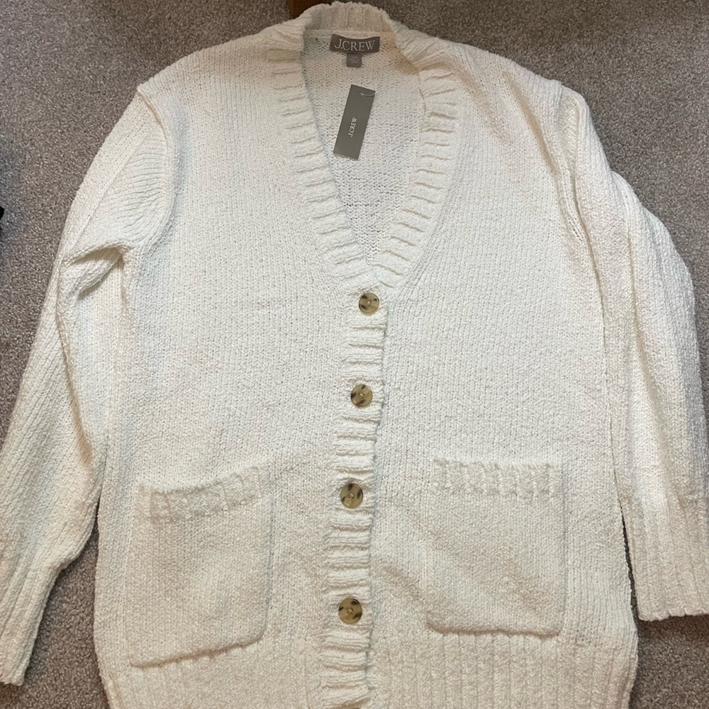 J. Crew Women's White Cardigan Sweater